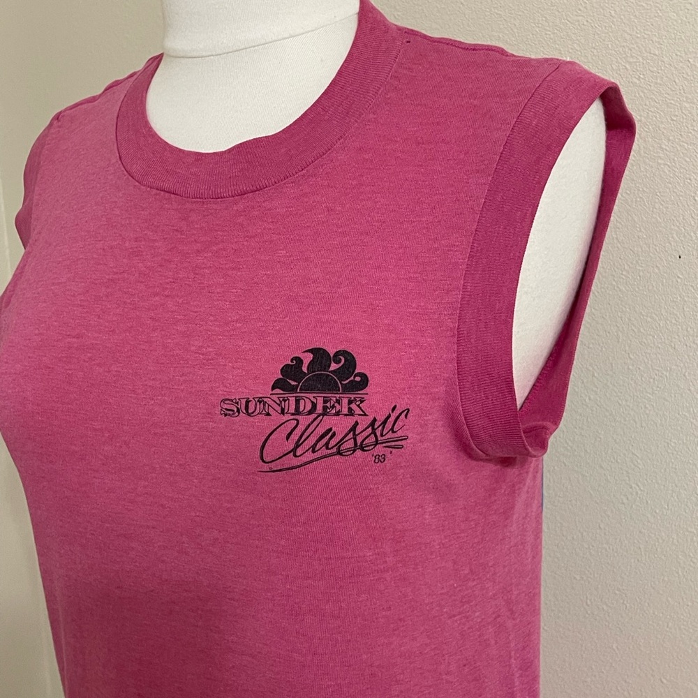 VINTAGE SUNDEK SURF CLASSIC ‘83 Womens Pink Sleeveless T-Shirt Size Small - Picture 6 of 9